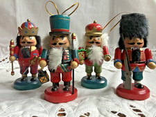 Wooden Nutcracker Soldier Christmas Ornaments Set of 4