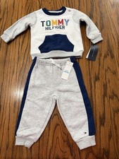 Tommy Hilfiger Baby Boys Heather Color Block Crew Neck Sweatsuit Set 6-9M NWT
