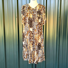 Bechamel Leopard Tiger Animal Print V-Neck Midi Patio Casual Dress Rayon S
