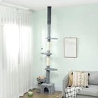 PawHut Floor to Ceiling Cat Tree, Adjustable Height 87-100"