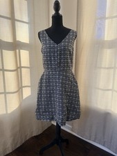 Gap Black White Linen Fit And Flare Sleeveless Dress Geometric Sz 6 Coastal Prep