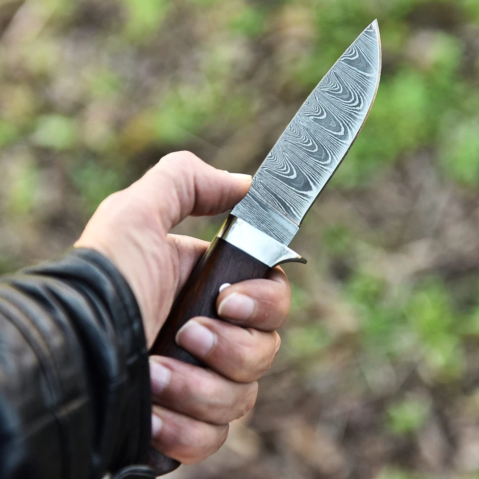定制手工大马士革钢无爱野营生存皮肤狩猎刀 — 第 2/4 张图片