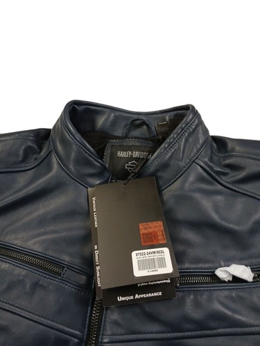 Chaqueta de cuero azul marino Harley-Davidson® XL Capitol Triple Vent System XL para hombre nueva con etiquetas - Imagen 5 de 10