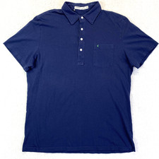 Criquet Shirt Mens Large Navy Slim Fit Organic Cotton Golf Polo Chest Pocket