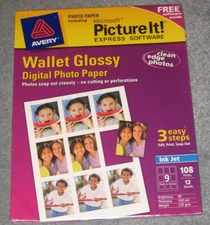 Avery Microsoft Picture It Wallet Glossy Express Software Digital Photo Paper