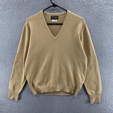 VINTAGE Selfridges Sweater Mens Medium Brown 100% Cashmere V Neck Scotland