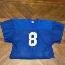 Vintage Russell Athletic Mesh Football Jersey Blue Number 8 Made in USA S-M