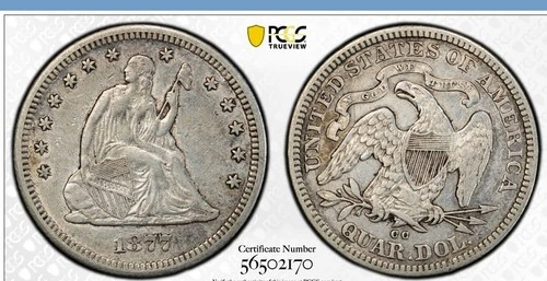 1877-CC Carson City Seated Liberty Silver Quarter XF Extra Fine Details PCGS