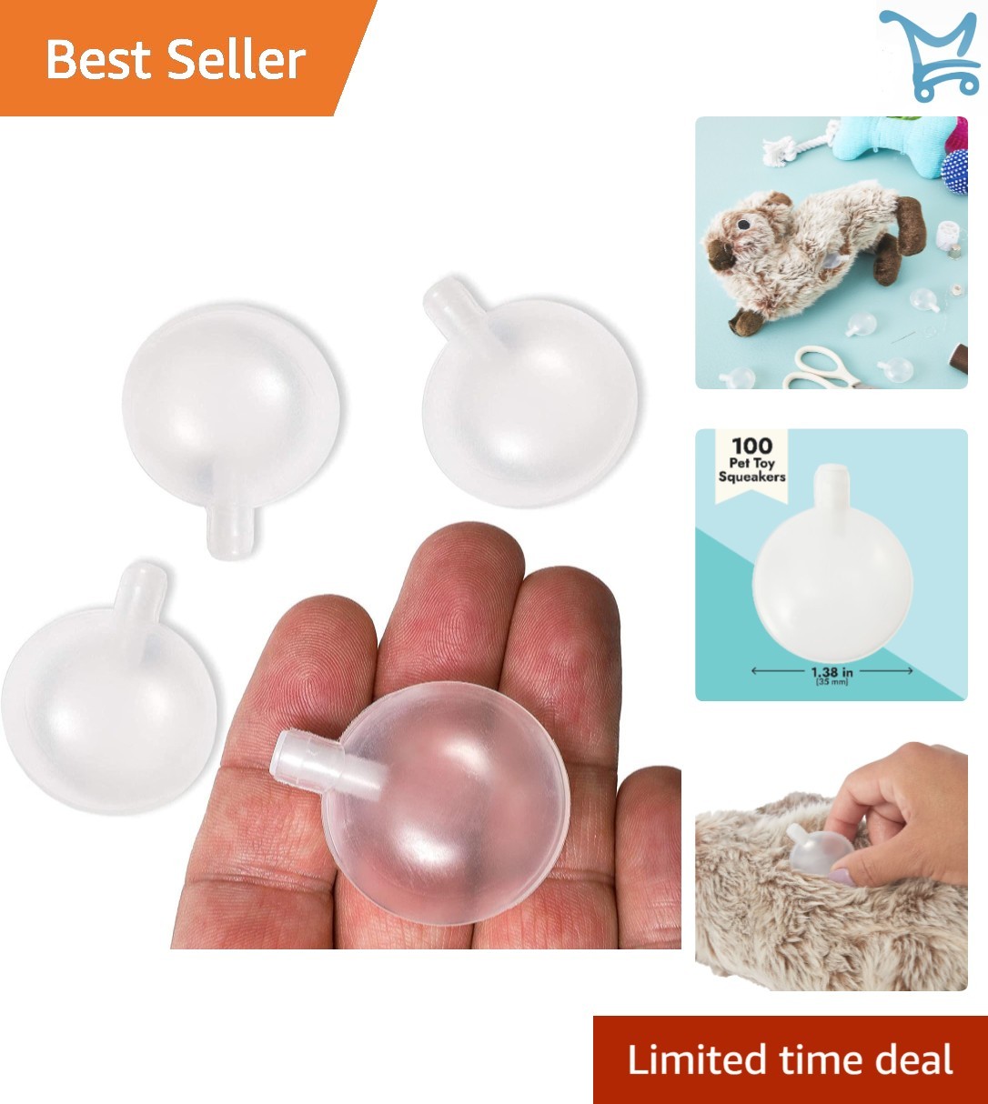 Dog Toy Squeakers Replacement 1.3 Inch Bulk Pack for DIY Pet