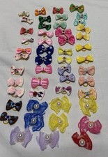 Toddler Hair Bows lot of 50 with bands baby girl small dog accessories colorful