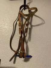 Tory used Leather Western Pleasure Show Headstall  tack FREE SHIPPING