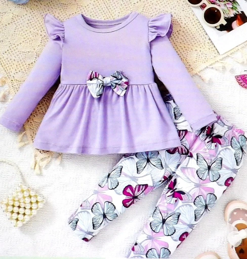 Toddler Girls Clothing PURPLE BUTTERFLY PANTS AND TOP 6-9 months NEW