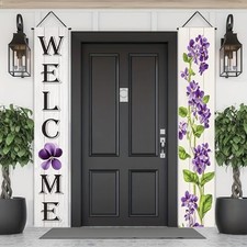 Spring Summer Banner 70x12 Inch Vertical Spring Summer Door Banners Welcome 2