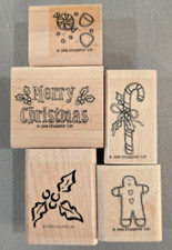 Lot of 5 Stampin Up Christmas Holiday Rubber Stamps