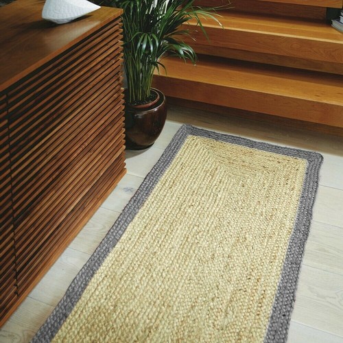 jute Runner rug braided jute natural farmhouse rustic look hallway rug boho rug - Picture 2 of 5
