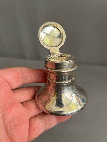 Antique England Inkwell Silver Plated Hallmark - Picture 6 of 6