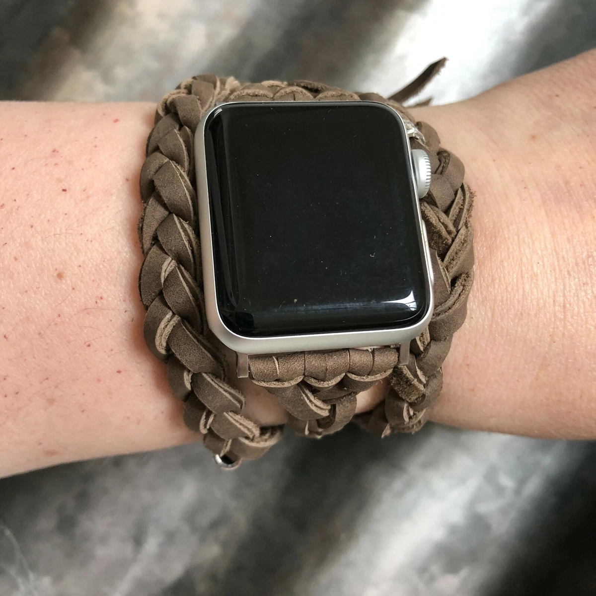 Braided leather apple cheap watch band