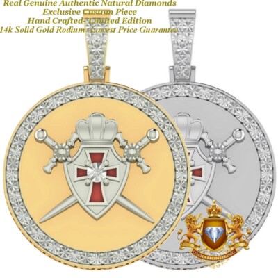 Real Genuine Diamond Knights Templar Masonic Freemason Masonry Charm Pendant 2''