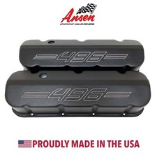 Big Block Chevy 496 Outline Logo Black Tall Valve Covers - Ansen Usa