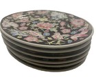 Vintage Chinese JingDeZhen Porcelain Black Flower 8” Oval Plates. Set Of 6 — photo 4