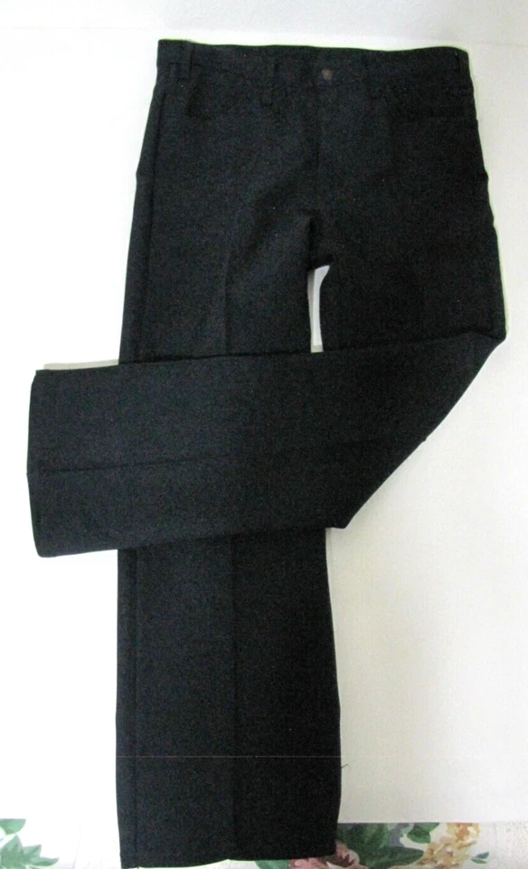 VTG 70's Levi action Pants Grampa polyester black/gold tab Navy Blue 36X29 - Image 4 of 4