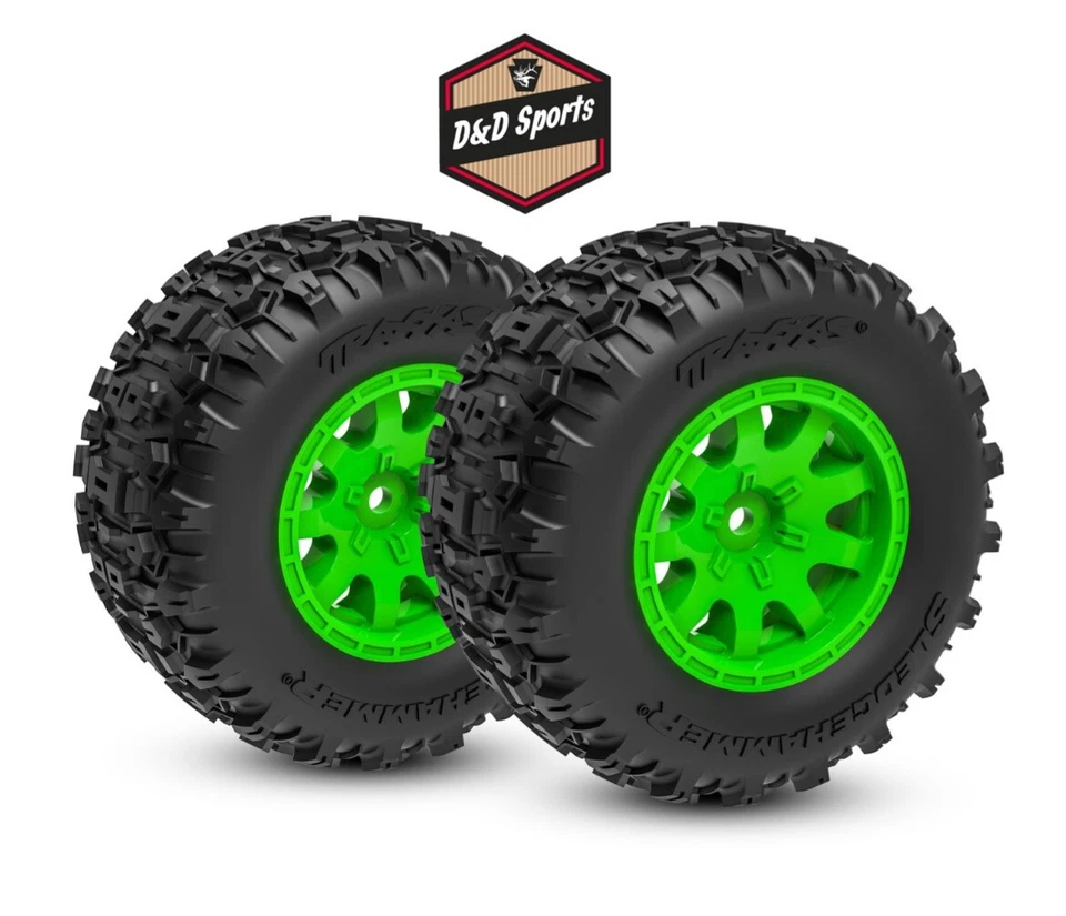 Traxxas 10770-GRN - Tires & Wheels (Green) Sledgehammer Tires (Mini MAXX) - Image 1 of 1