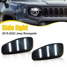 Smoked Front Bumper Side Marker Light Lamp White For 2015-2023 Jeep Renegade