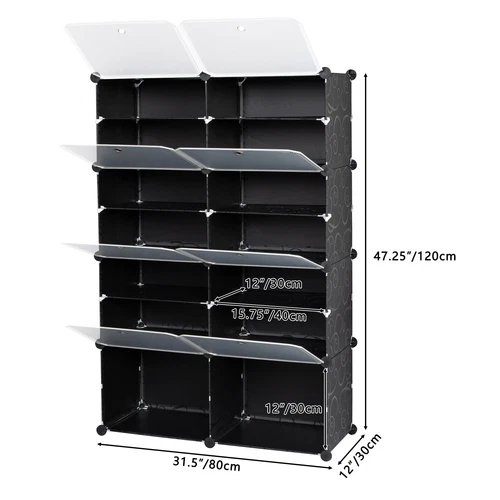 Hot Sale 7-Tier 28Pair Shoe Rack Organizer 14Grids Tower Shelf Storage Cabinet - Picture 8 of 8