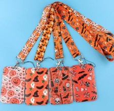 lot Halloween Pumpkin key chain Lanyard acrylic ID Badge Holder Key Neck Strap