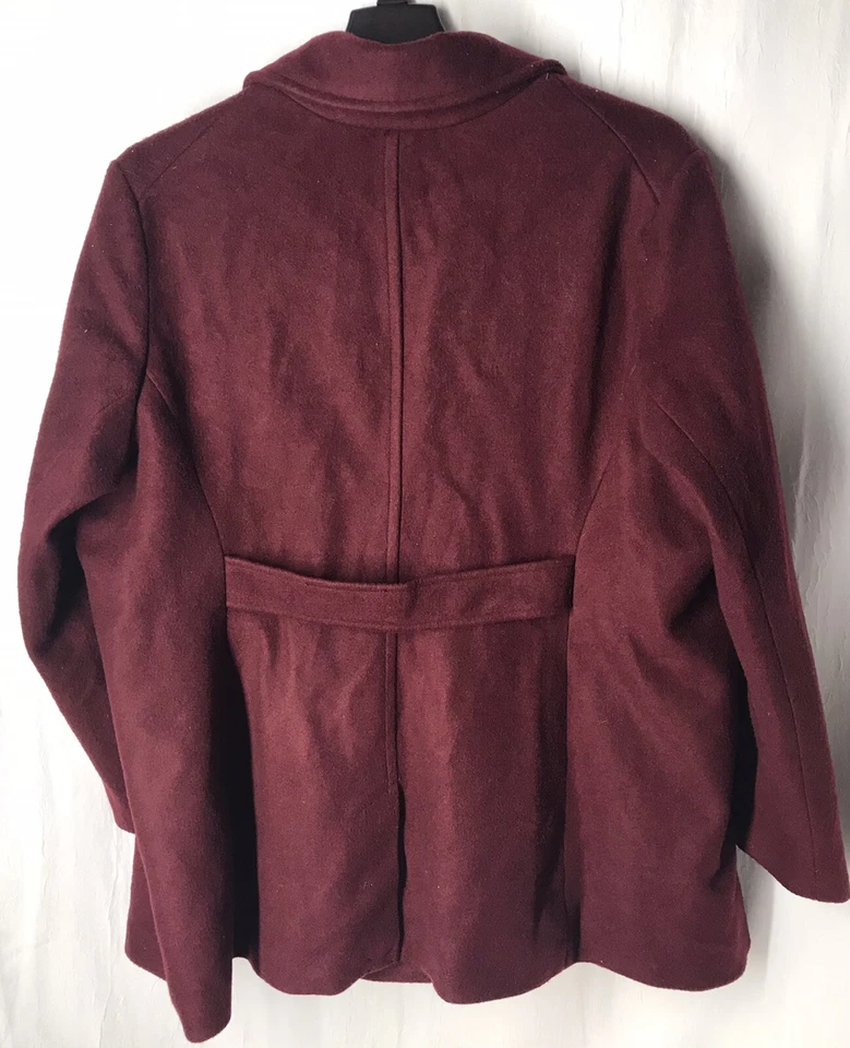 Old Navy 3x Plus Woman’s Tall Coat Burgundy Lined Button Front Pockets - Image 2 of 4