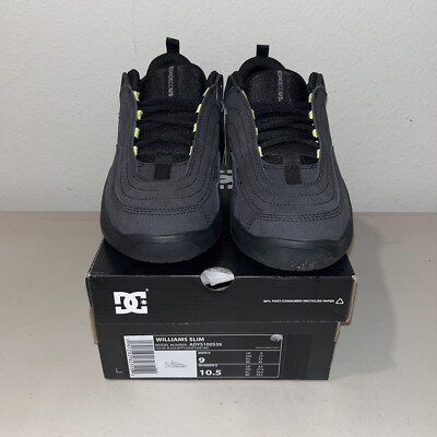 DC Williams Slim ADYS100539 Mens Black Leather Lace Up Skate Sneakers Shoes 9
