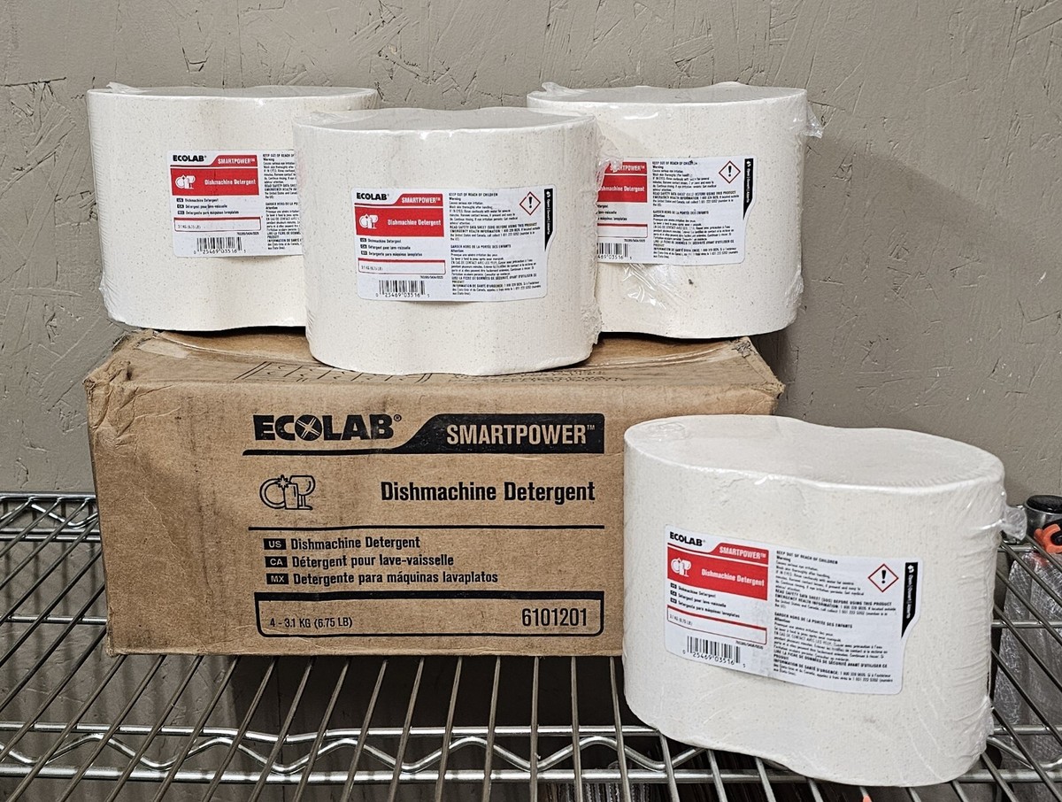 Lot of 4 NEW EcoLab SmartPower Dishmachine Detergent 6.75lb