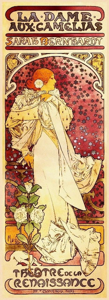 POSTERSANDCO La DAME aux CAMELIAS / MUCHA Rvhm-POSTER LITHO 58x160cm d'une AFFICHE VINTAGE