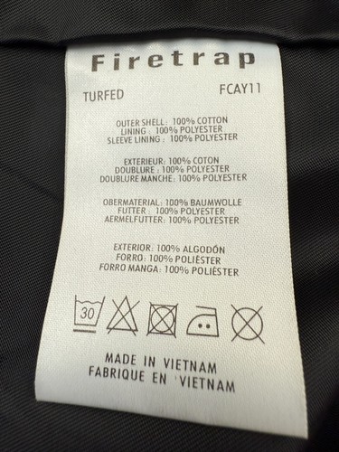 mens FireTrap coat parka Medium M 38 in turfed cotton black 2012 - Picture 8 of 23