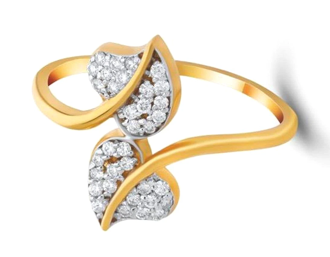 Cyber Monday 0.64ct Natural Diamond 14K Yellow Gold Wedding Leaf