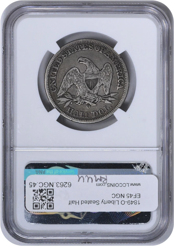 1849-O Liberty Seated Silver Half Dollar EF45 NGC - Image 2 of 2
