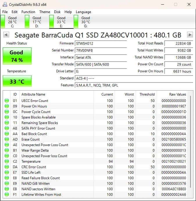 Seagate Barracuda Q1 SSD SATA 480GB 2.5-Inch Solid State Drive SSD - Image 2 of 3