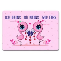 Flamingo PäRchen FußMatte In 35X50 Cm Ohne Rand In Rosa Mit Romantischen Spruch