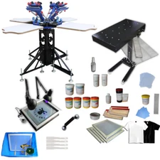 4 Color Screen Printing Kit Silk Screen Printing Flash Dryer + Exposure + Ink