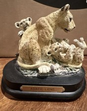 VTG 1988 Aldon Asiatic Lions Lioness Cubs Cold Cast Resin Music Box Figure GUC