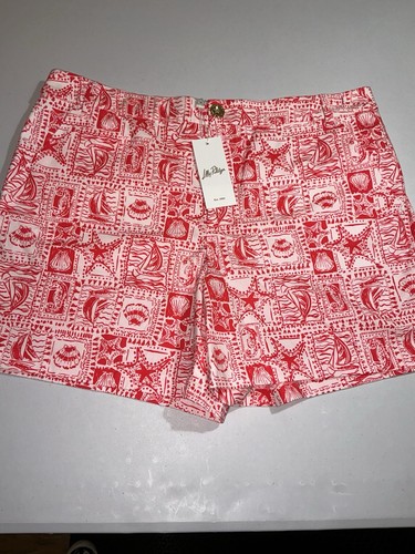 Lilly Pulitzer NWT 5" Gretchen High Rise Shorts Red Seaside Harbour $78 Size 14 - Picture 16 of 24