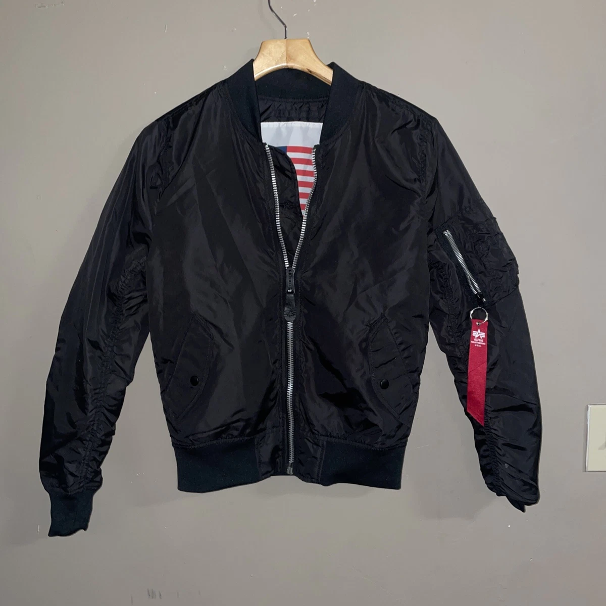 Alpha Industries 1963 Vietnam War Blood Chit Flag MA-1 Jacket REVERSIBLE Medium
