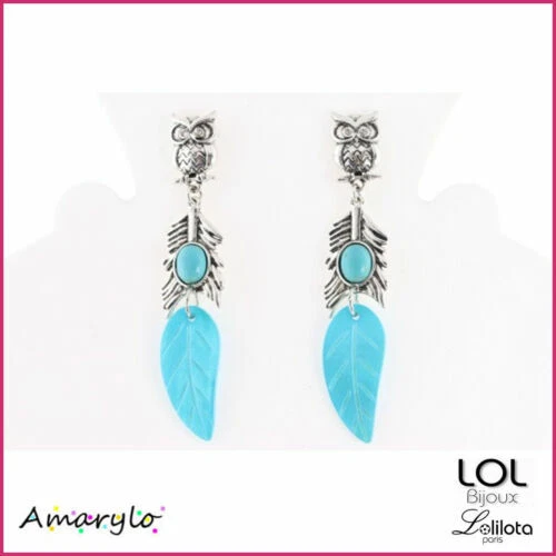 Boucles d'oreilles fantaisie turquoises en nacre