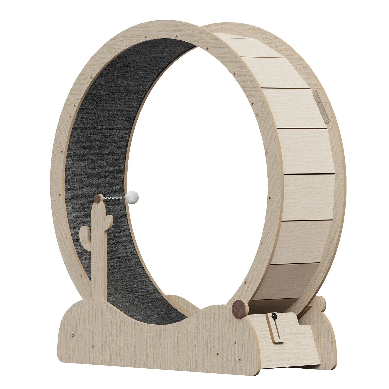 Large Cat Exercise Wheel Natural Solid Wood Cat Wheel Exerciser for Indoor Cats