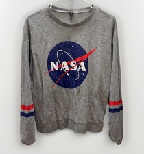 H M Divided NASA Gray Graphic Sweatshirt Pullover Women  s Medium