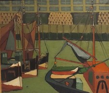 Ecole Belge - Port de Peches, 1950- oil on canvas ORIGINAL - coming soon