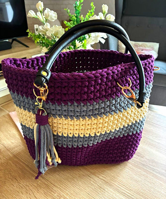 Handgefertigte Tasche aus Bobbiny Garn 5mm / 30cmx40cmx13cm