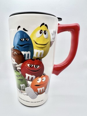 2015 M&Ms Tall Ceramic Travel Coffee Mug 20oz with Lid NEW mms Tea Cup