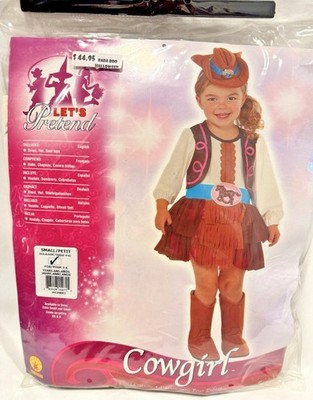 Kids Girls -Rubies Lets Pretend Cowgirl Halloween Costume Size Small 4-6