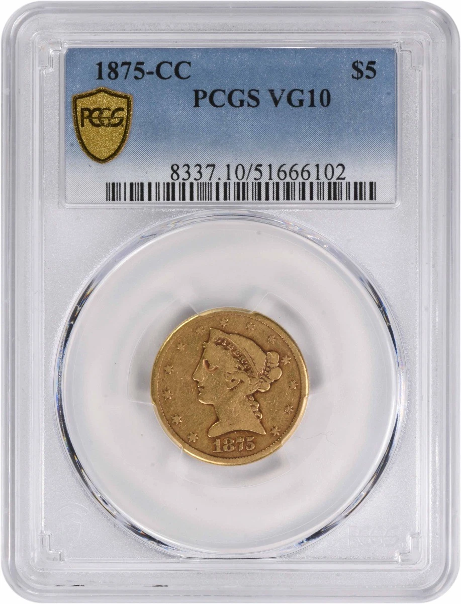 1875-CC $5 Gold Liberty Head VG10 PCGS